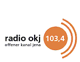 Logo des Radio OKJ dem ehemaligen Offenen Hörfunkkanal Jena. Scalten sie doch auch mal ein auf 103.40 Mhz